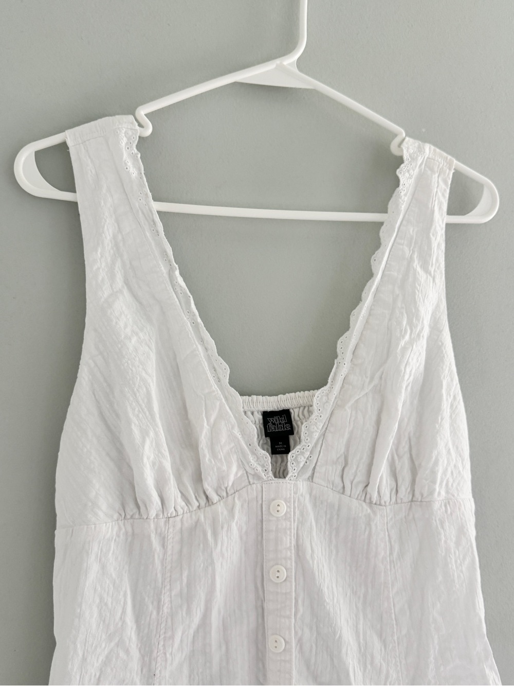 wild fable White Eyelet Button V-Neck Mini Dress - Picture 4 of 8